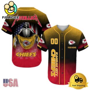 NFL Kansas City Chiefs And Metallica Tour 2025 Custom Baseball Jersey