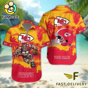 NFL Kansas City Chiefs Football Mascot Custom Name Hawaiian Shirt