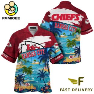 NFL Kansas City Chiefs Hawaii Beach Custom Name Hawaiian Shirt