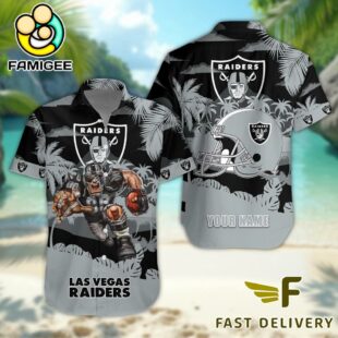 NFL Las Vegas Raiders Football Mascot Custom Name Hawaiian Shirt