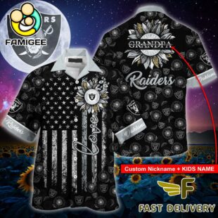 NFL Las Vegas Raiders Happy Mother Day And Happy Father Day Custom Name Hawaiian Shirt