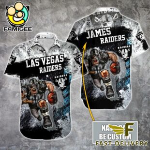 NFL Las Vegas Raiders Warrior Mascot Custom Name Hawaiian Shirt