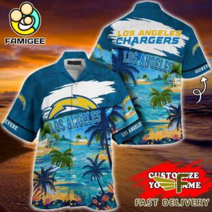 NFL Los Angeles Chargers Hawaii Beach Custom Name Hawaiian Shirt