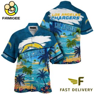 NFL Los Angeles Chargers Hawaii Beach Custom Name Hawaiian Shirt