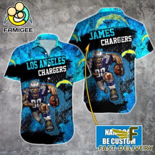 NFL Los Angeles Chargers Warrior Mascot Custom Name Hawaiian Shirt