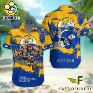NFL Los Angeles Rams Football Mascot Custom Name Hawaiian Shirt