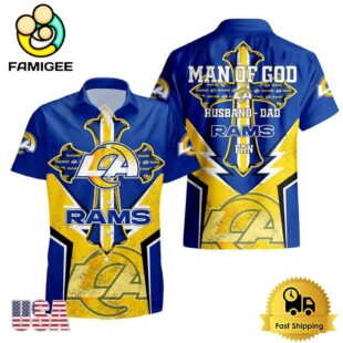 NFL Los Angeles Rams Man Of God Gift For Father's Day Hawaiian Shirt