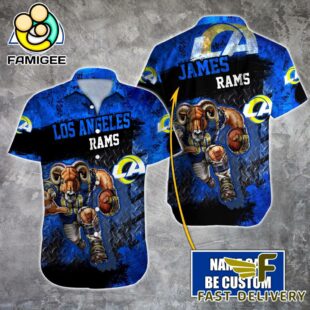NFL Los Angeles Rams Warrior Mascot Custom Name Hawaiian Shirt