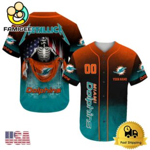 NFL Miami Dolphins And Metallica Tour 2025 Custom Baseball Jersey