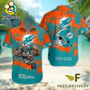 NFL Miami Dolphins Football Mascot Custom Name Hawaiian Shirt