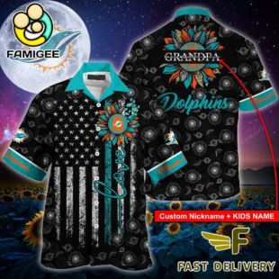 NFL Miami Dolphins Happy Mother Day And Happy Father Day Custom Name Hawaiian Shirt