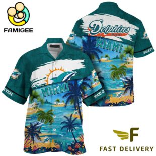 NFL Miami Dolphins Hawaii Beach Custom Name Hawaiian Shirt