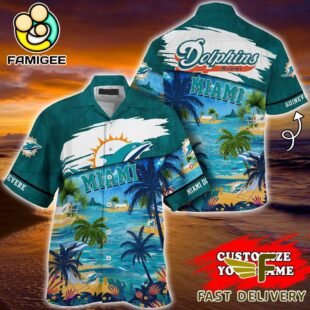 NFL Miami Dolphins Hawaii Beach Custom Name Hawaiian Shirt