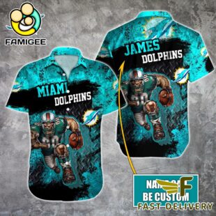 NFL Miami Dolphins Warrior Mascot Custom Name Hawaiian Shirt