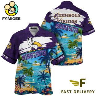 NFL Minnesota Vikings Hawaii Beach Custom Name Hawaiian Shirt