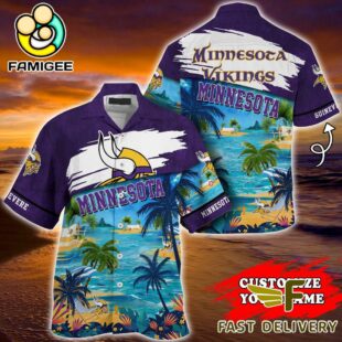 NFL Minnesota Vikings Hawaii Beach Custom Name Hawaiian Shirt