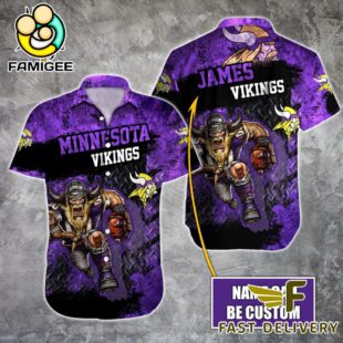 NFL Minnesota Vikings Warrior Mascot Custom Name Hawaiian Shirt