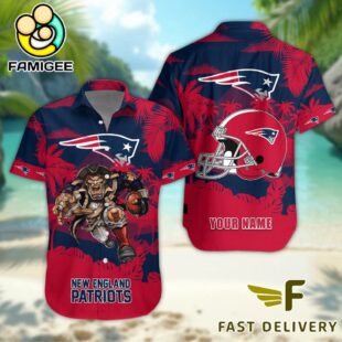 NFL New England Patriots Football Mascot Custom Name Hawaiian Shirt