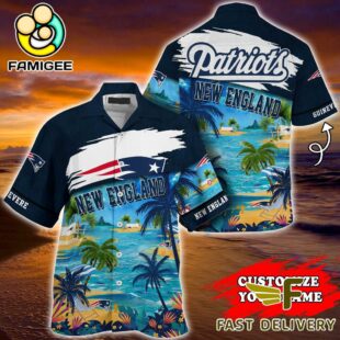 NFL New England Patriots Hawaii Beach Custom Name Hawaiian Shirt