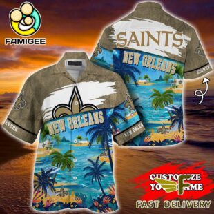 NFL New Orleans Saints Hawaii Beach Custom Name Hawaiian Shirt