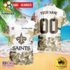 NFL New Orleans Saints Hibiscus Flower Custom Name Hawaiian Shirt
