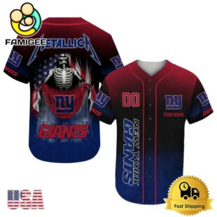 NFL New York Giants And Metallica Tour 2025 Custom Baseball Jersey