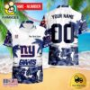 NFL New York Giants Hibiscus Flower Custom Name Hawaiian Shirt