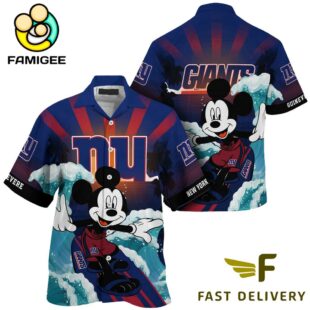 NFL New York Giants Mickey Mouse Surfing Custom Name Hawaiian Shirt