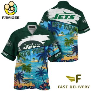 NFL New York Jets Hawaii Beach Custom Name Hawaiian Shirt