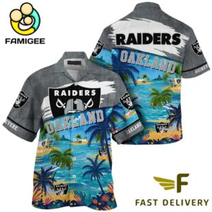 NFL Oakland Raiders Hawaii Beach Custom Name Hawaiian Shirt