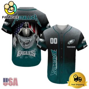 NFL Philadelphia Eagles And Metallica Tour 2025 Custom Baseball Jersey