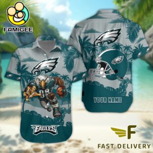 NFL Philadelphia Eagles Football Mascot Custom Name Hawaiian Shirt