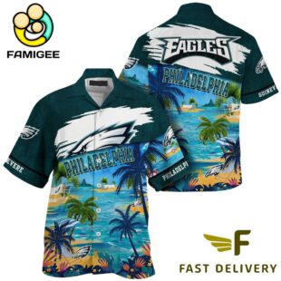NFL Philadelphia Eagles Hawaii Beach Custom Name Hawaiian Shirt