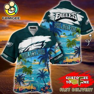 NFL Philadelphia Eagles Hawaii Beach Custom Name Hawaiian Shirt