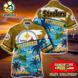 NFL Pittsburgh Steelers Hawaii Beach Custom Name Hawaiian Shirt