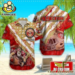 NFL San Francisco 49ers Football American Flag Mascot Custom Name Hawaiian Shirt