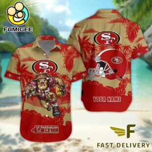 NFL San Francisco 49ers Football Mascot Custom Name Hawaiian Shirt