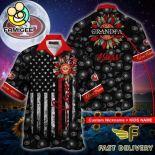 NFL San Francisco 49ers Happy Mother Day And Happy Father Day Custom Name Hawaiian Shirt