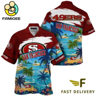 NFL San Francisco 49ers Hawaii Beach Custom Name Hawaiian Shirt