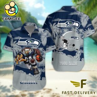 NFL Seattle Seahawks Football Mascot Custom Name Hawaiian Shirt