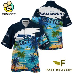 NFL Seattle Seahawks Hawaii Beach Custom Name Hawaiian Shirt