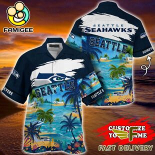 NFL Seattle Seahawks Hawaii Beach Custom Name Hawaiian Shirt
