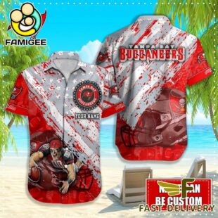 NFL Tampa Bay Buccaneers Football American Flag Mascot Custom Name Hawaiian Shirt