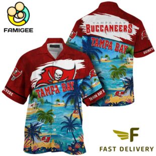 NFL Tampa Bay Buccaneers Hawaii Beach Custom Name Hawaiian Shirt