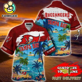 NFL Tampa Bay Buccaneers Hawaii Beach Custom Name Hawaiian Shirt