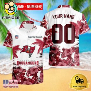 NFL Tampa Bay Buccaneers Hibiscus Flower Custom Name Hawaiian Shirt