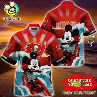 NFL Tampa Bay Buccaneers Mickey Mouse Surfing Custom Name Hawaiian Shirt
