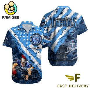 NFL Tennessee Titans Football American Flag Mascot Custom Name Hawaiian Shirt