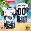 NFL Tennessee Titans Hibiscus Flower Custom Name Hawaiian Shirt