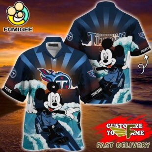 NFL Tennessee Titans Mickey Mouse Surfing Custom Name Hawaiian Shirt